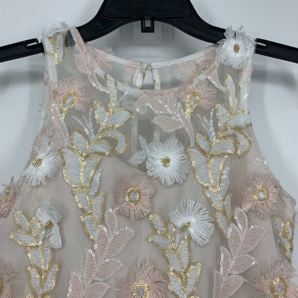 Rare Editions Big Girls Dress Size 12 Sequin Embroidered Rhinestone Belted Mesh - Picture 4 of 13